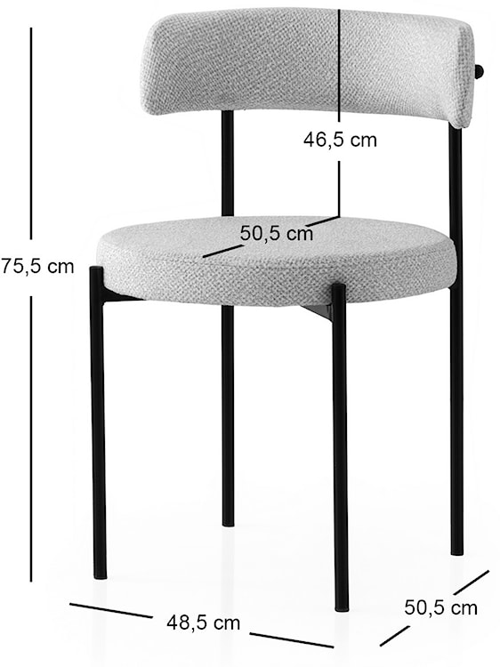 Krzesło tapicerowane Impeally ciemnoszare  - zdjęcie 3