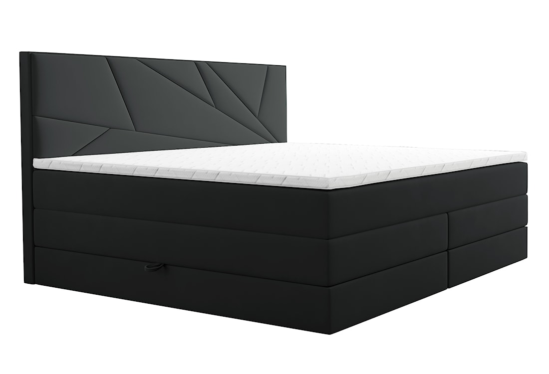 Łóżko kontynentalne 180x200 cm Vendes z pojemnikami materacami bonnellowymi i kieszeniowym grafitowe welur hydrofobowy 