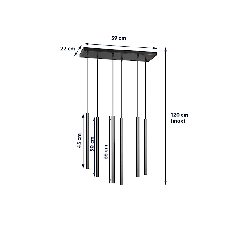 Lampa wisząca Corinaldo czarna x6  - zdjęcie 10