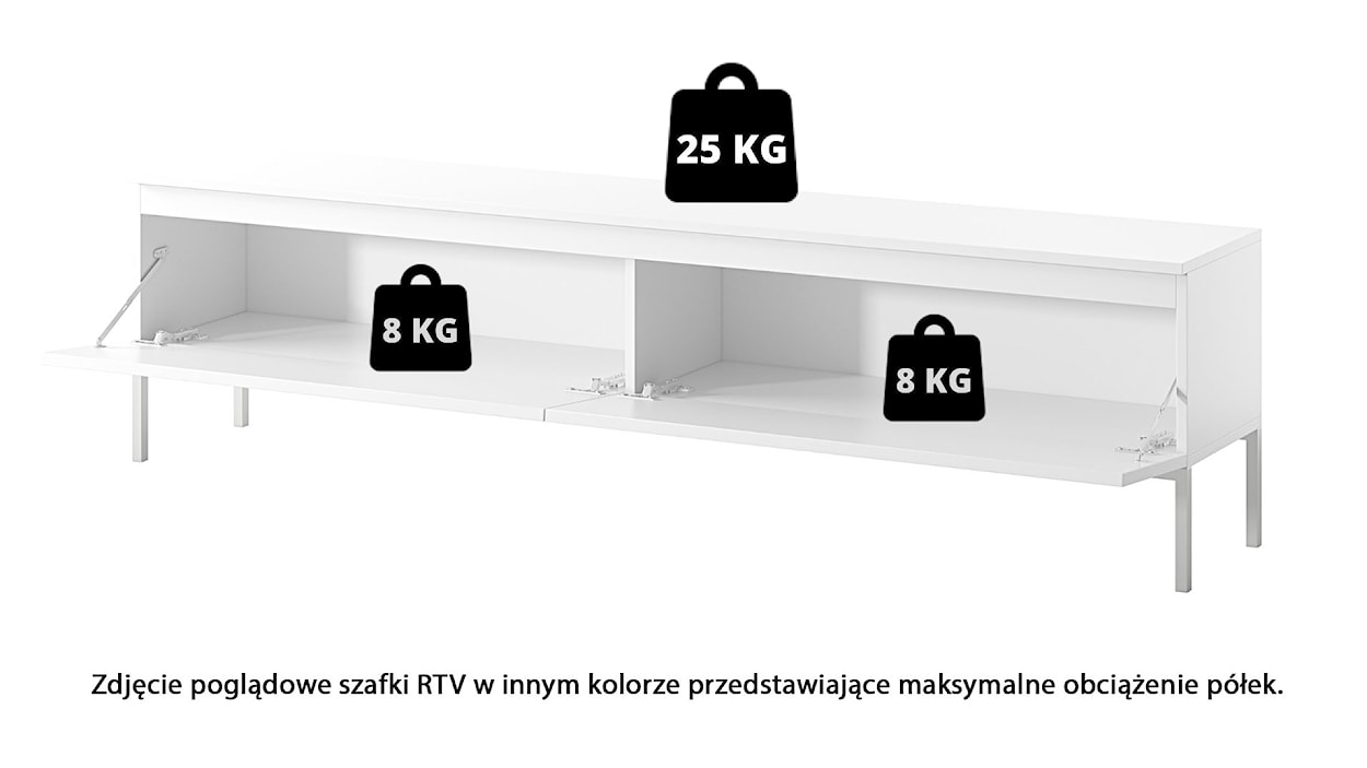 Szafka RTV Bemmi 175 cm czarna ze złotymi nogami  - zdjęcie 8