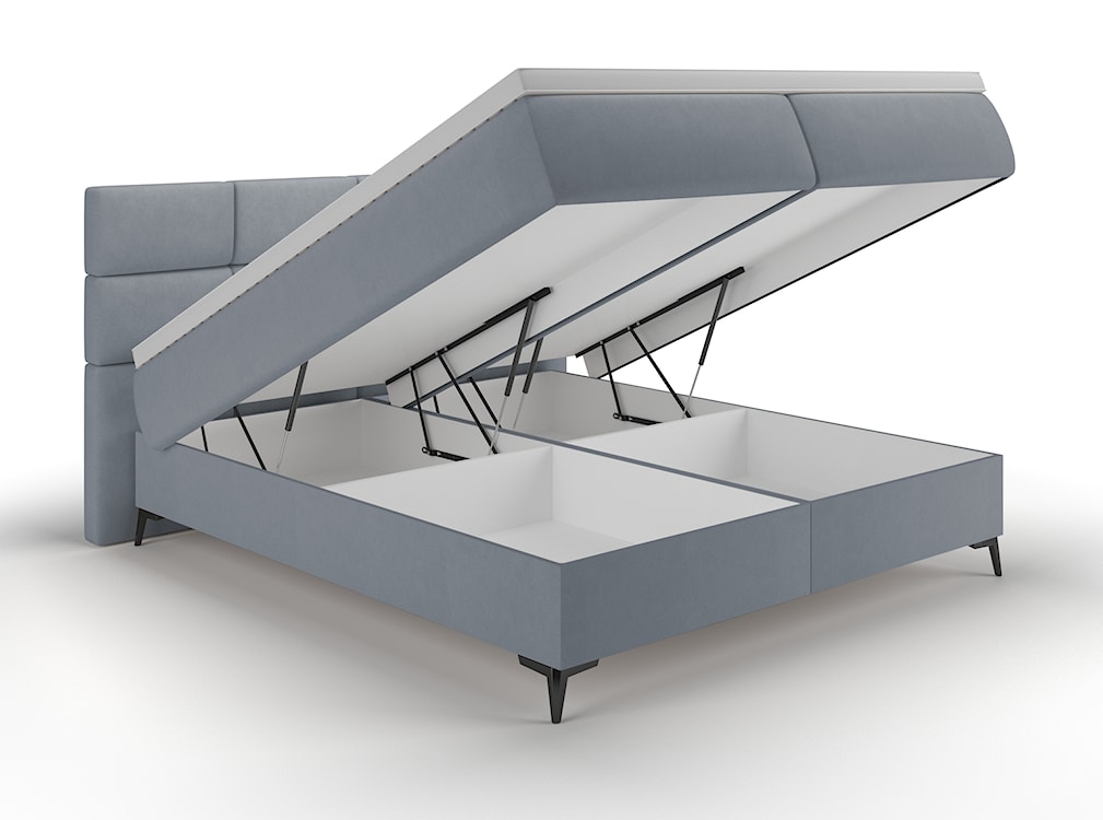 Łóżko kontynentalne 180x200 cm Rektango z pojemnikiem i topperem grafitowy welur  - zdjęcie 7