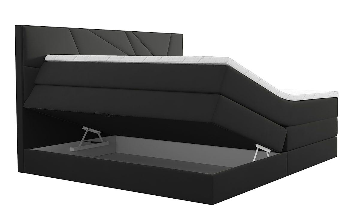 Łóżko kontynentalne 180x200 cm Vendes z pojemnikami materacami bonnellowymi i kieszeniowym grafitowe welur hydrofobowy  - zdjęcie 4