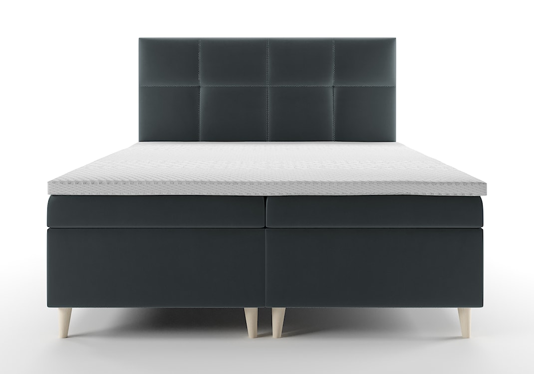 Łóżko kontynentalne 180x200 cm Sclarea z pojemnikami i materacem kieszeniowym grafitowe welur hydrofobowy  - zdjęcie 3