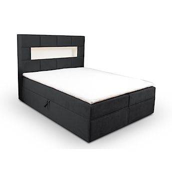 Łóżko kontynentalne 140x200 cm Celaeno z pojemnikami, tapperem i materacem kieszeniowym grafitowe