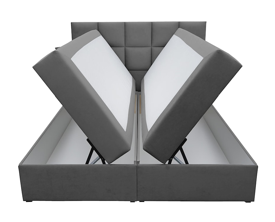 Łóżko kontynentalne  140x200 cm Capelio z pojemnikami i materacami bonellowymi grafitowe welur hydrofobowy  - zdjęcie 5