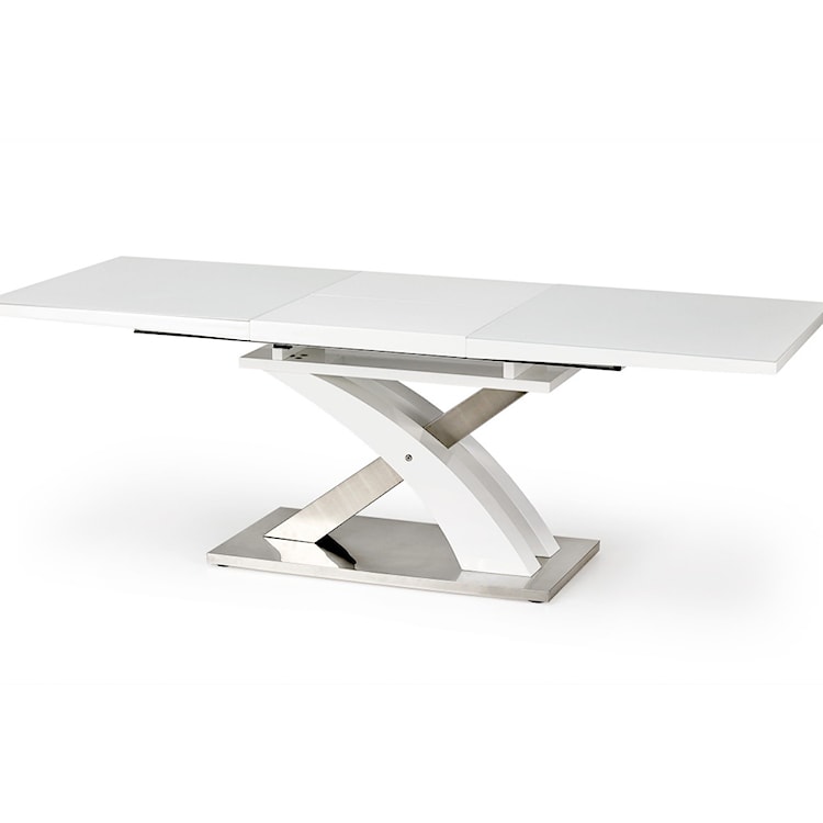 Stół rozkładany Reinosa 160-220x90 cm biały ze szklanym blatem  - zdjęcie 6
