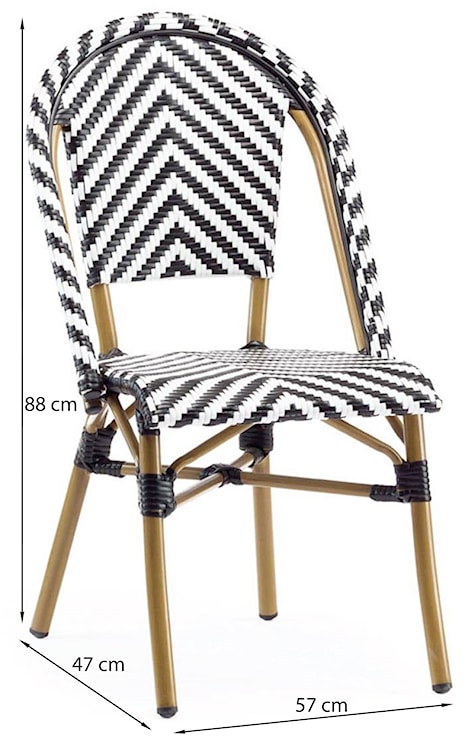 Krzesło ogrodowe Floratist technorattan czarne / białe  - zdjęcie 2