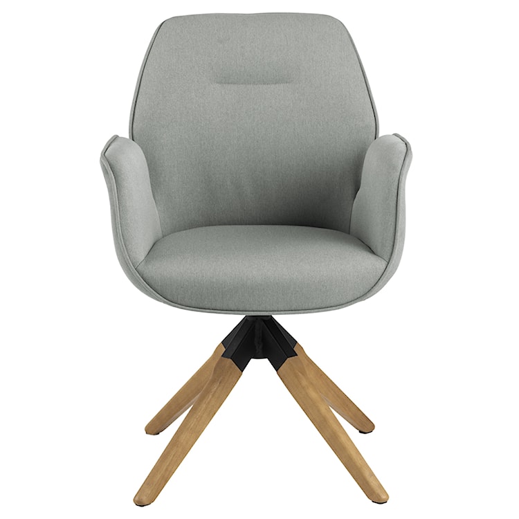 Krzesło tapicerowane z podłokietnikami Lorea z funkcją auto-return jasnoszare na dębowych nóżkach  - zdjęcie 2