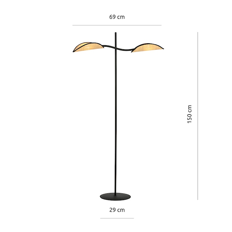 Lampa podłogowa Farang x2 czarno-rattanowa  - zdjęcie 3