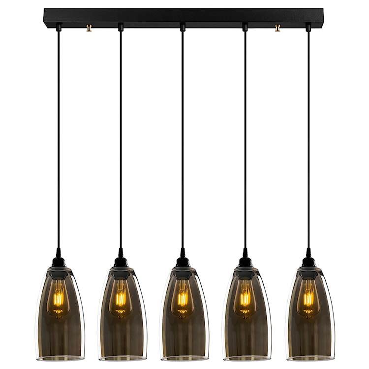 Lampa sufitowa Communis x5 83 cm ciemne szkło  - zdjęcie 2