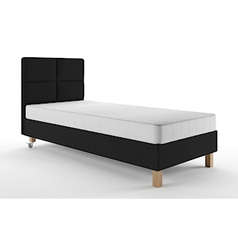 Łóżko tapicerowane 90x200 cm  Donbay z wezglowiem panelowym i materacem kieszeniowym czarne welur hydrofobowy