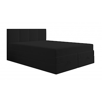 Łóżko kontynentalne 180x200 cm Feliceto z pojemnikami materacami bonellowymi i kieszeniowym czarne welur hydrofobowy