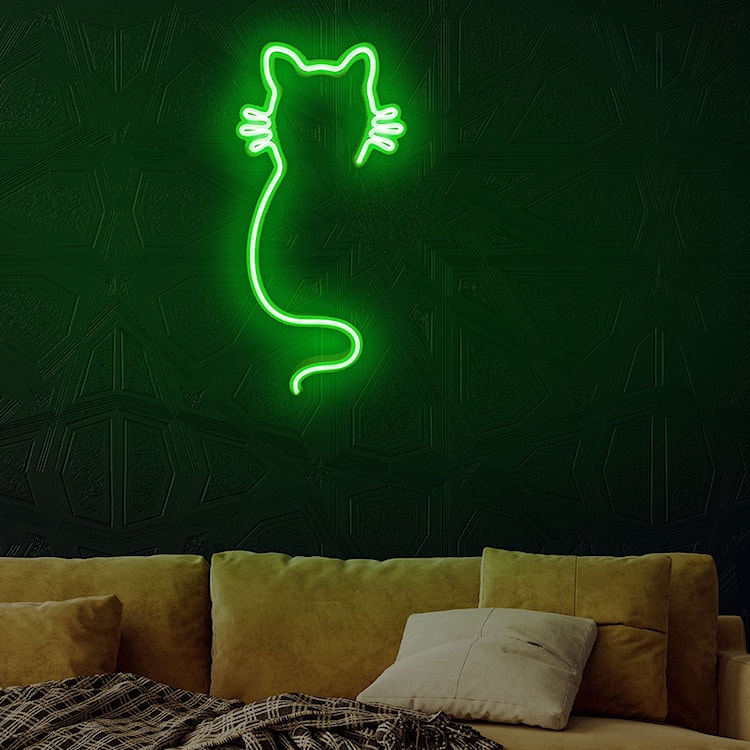 Neon na ścianę Letely w kształcie kota zielony  - zdjęcie 3