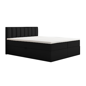 Łóżko kontynentalne 160x200 cm Carbini z pojemnikami  i materacem kieszeniowym czarne welur hydrofobowy