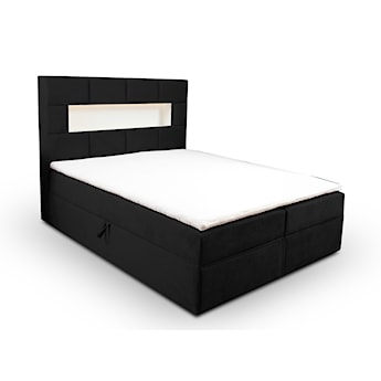 Łóżko kontynentalne 140x200 cm Celaeno z pojemnikami, tapperem i materacem kieszeniowym czarne