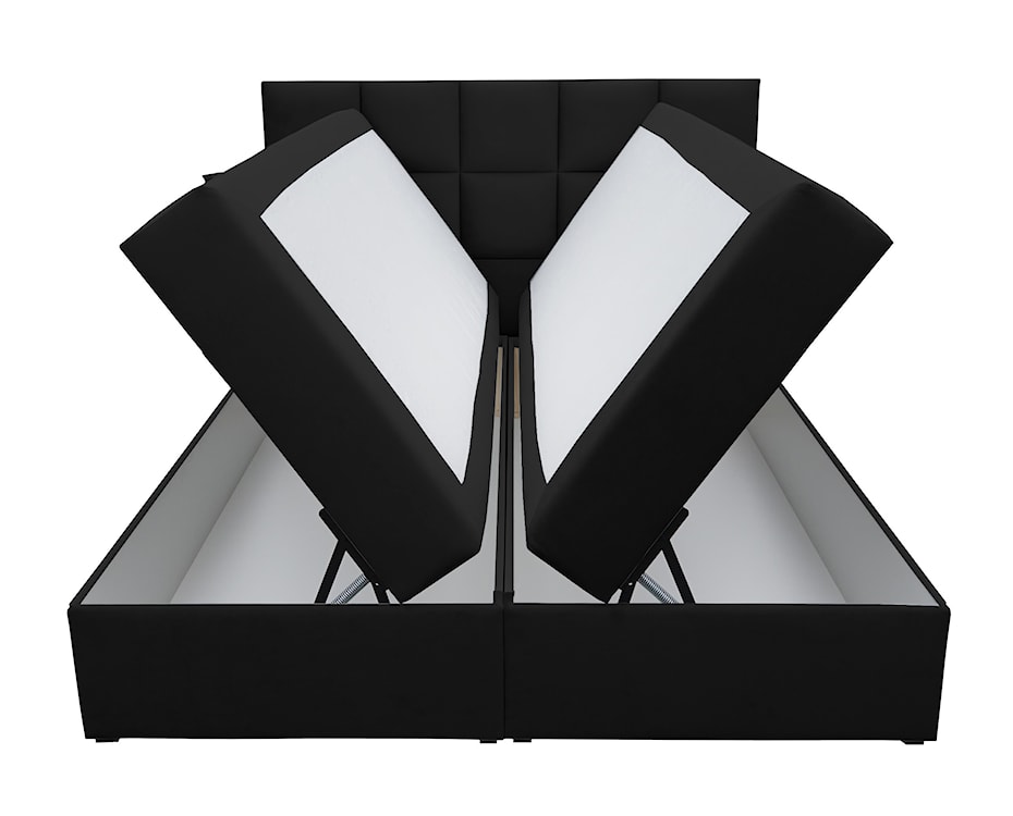 Łóżko kontynentalne  140x200 cm Capelio z pojemnikami i materacami bonellowymi czarne welur hydrofobowy  - zdjęcie 5