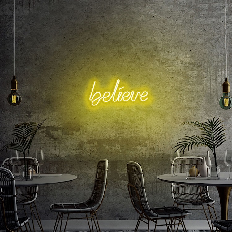 Neon na ścianę Letely z napisem Believe żółty  - zdjęcie 5