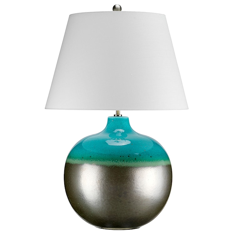 Lampa stołowa Legga z porcelany średnica 46 cm turkusowa 