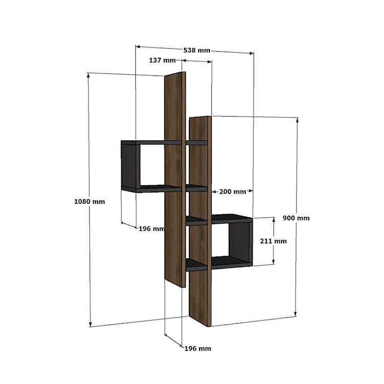 Półka na ścianę Emrose pionowa dąb/antracyt  - zdjęcie 4
