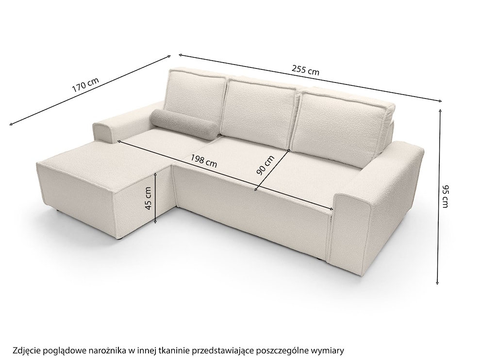 Narożnik rozkładany Bergantino z pojemnikiem beżowy w tkaninie boucle lewostronny  - zdjęcie 6