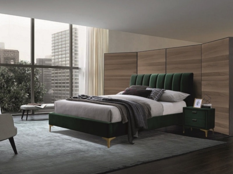 Łóżko tapicerowane Parila zielony welur  - zdjęcie 2