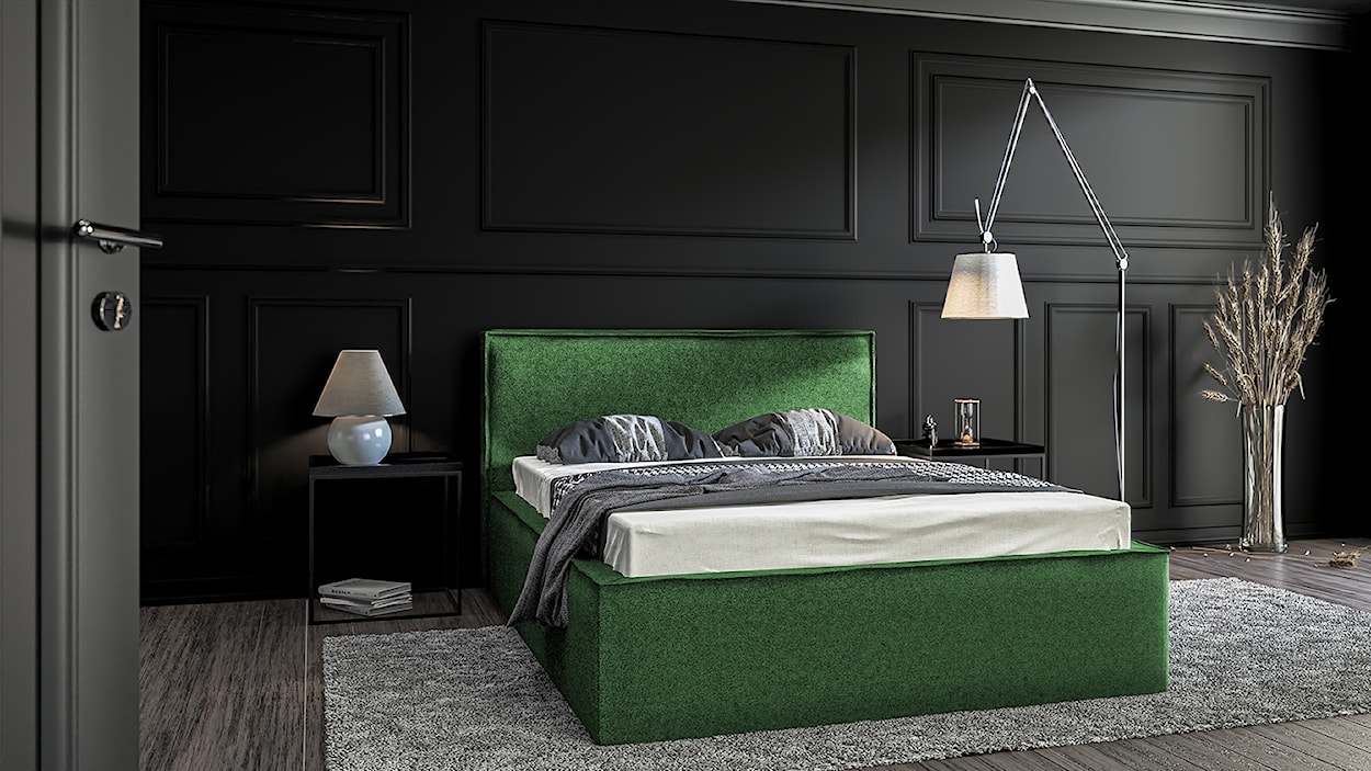Łóżko tapicerowane 140x200 cm Lucera z pojemnikiem zielone  - zdjęcie 5