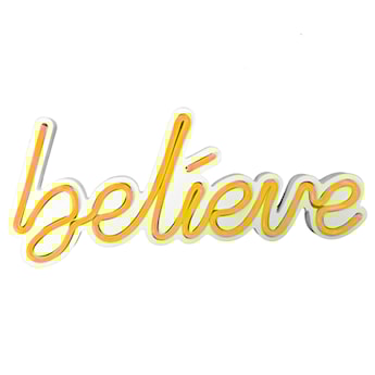Neon na ścianę Letely z napisem Believe żółty