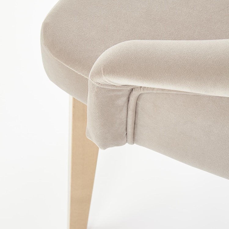 Krzesło tapicerowane Berlas beżowy velvet - dąb miodowy  - zdjęcie 5