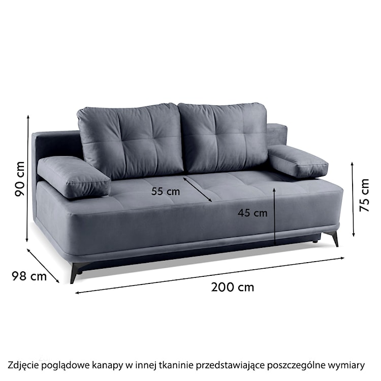Kanapa rozkładana trzyosobowa Emolahti z pojemnikiem granatowa welur hydrofobowy  - zdjęcie 7