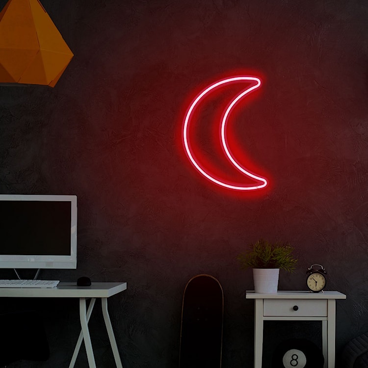 Neon na ścianę Letely w kształcie księżyca czerwony  - zdjęcie 4