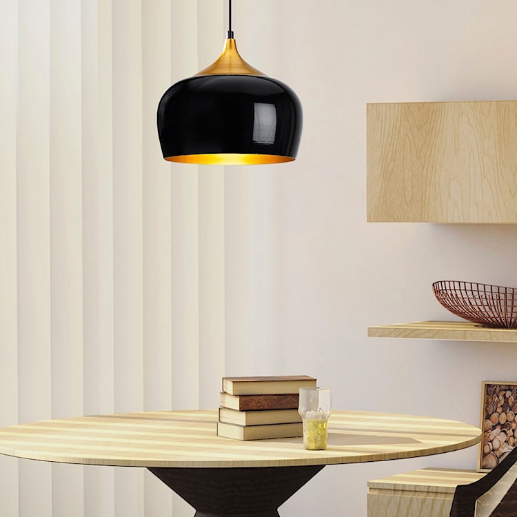 Lampa wisząca Theyro z okrągłym kloszem średnica 30 cm czarna  - zdjęcie 3