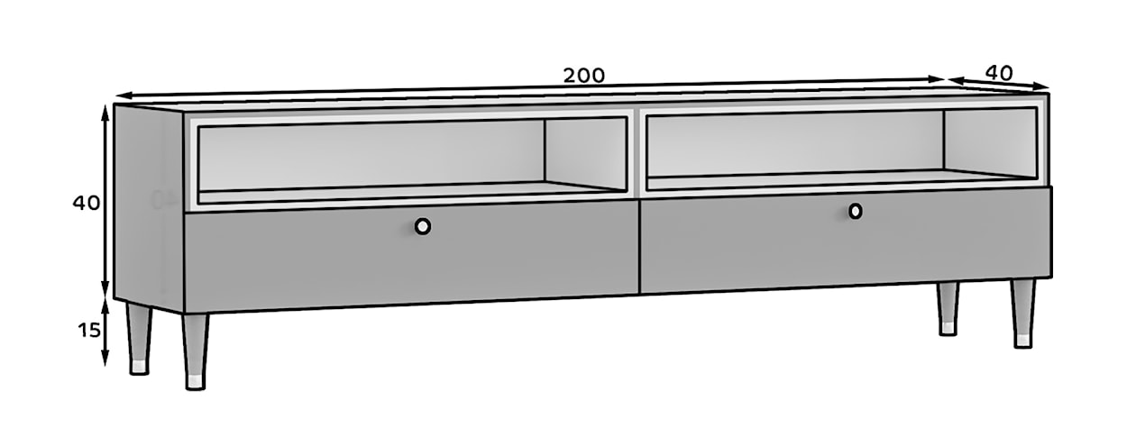 Szafka RTV Adularria 200 cm z dwiema szufladami Granatowa   - zdjęcie 9