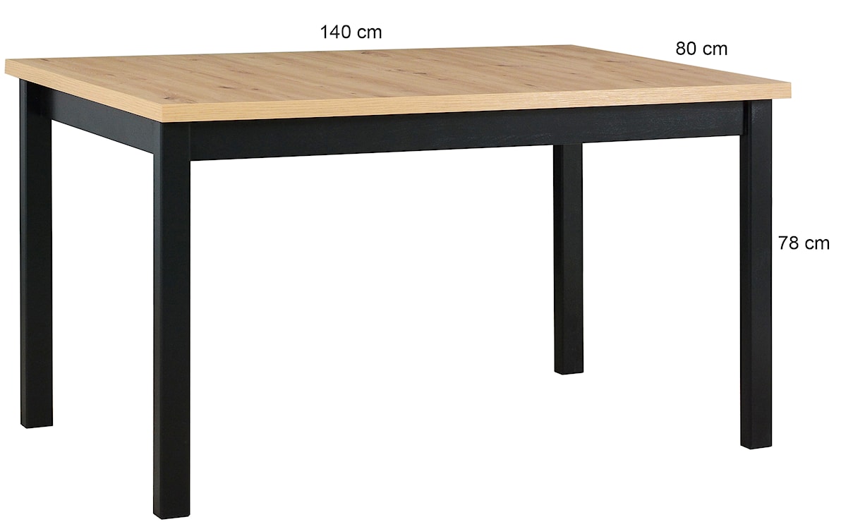 Stół drewniany do jadalni Moized 140x80 cm czarny/dąb artisan  - zdjęcie 3