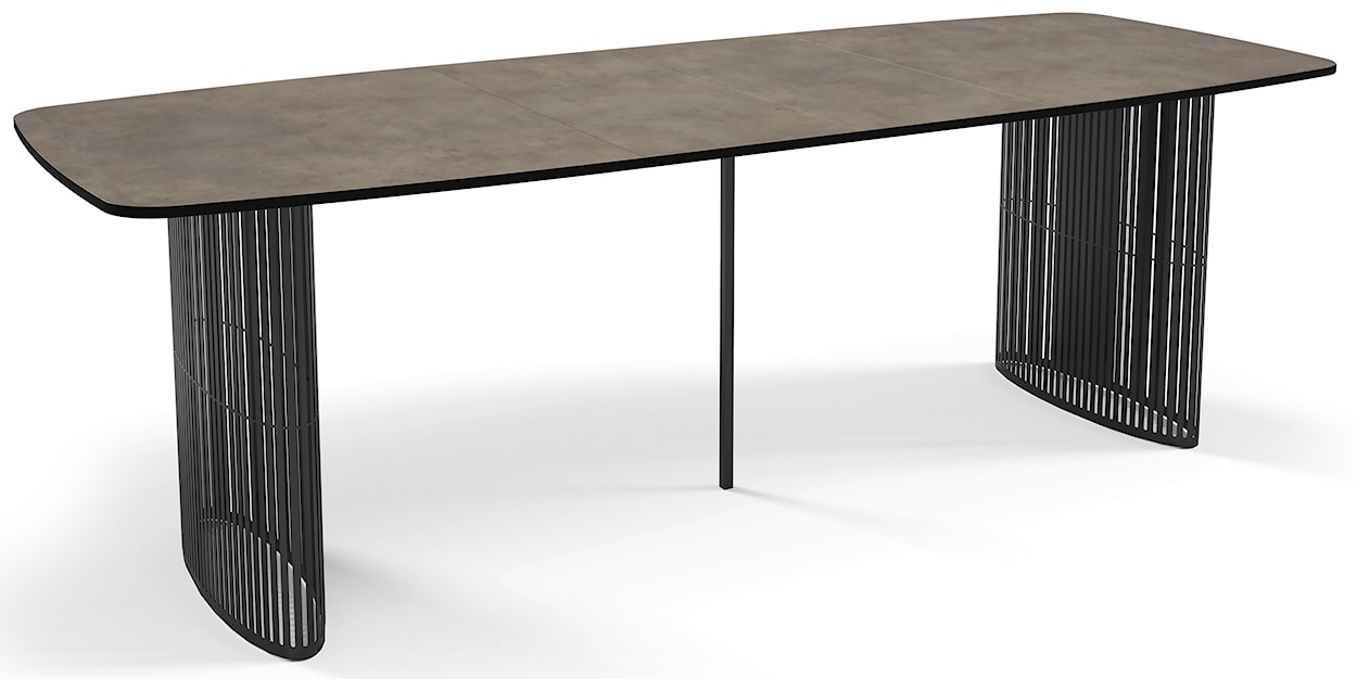 Stół rozkładany do jadalni Avenor 180-256 cm ciemnoszary beton z czarnymi nogami  - zdjęcie 2