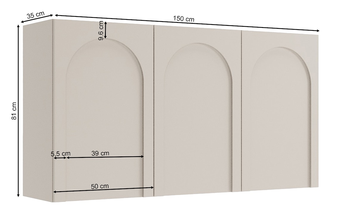 Komoda trzydrzwiowa Arkadia z frezowanymi frontami 150 cm kaszmir  - zdjęcie 8