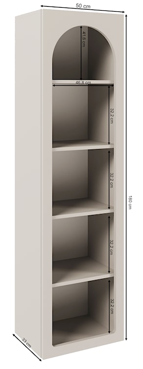 Regał otwarty Arkadia z pięcioma półkami 50 cm kaszmir  - zdjęcie 5