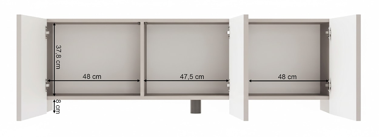 Szafka RTV Arkadia trzydrzwiowa z frezowanymi frontami 150 cm kaszmir  - zdjęcie 9