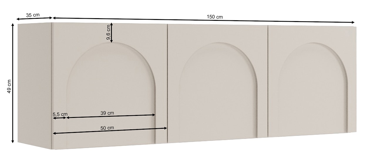 Szafka RTV Arkadia trzydrzwiowa z frezowanymi frontami 150 cm kaszmir  - zdjęcie 8