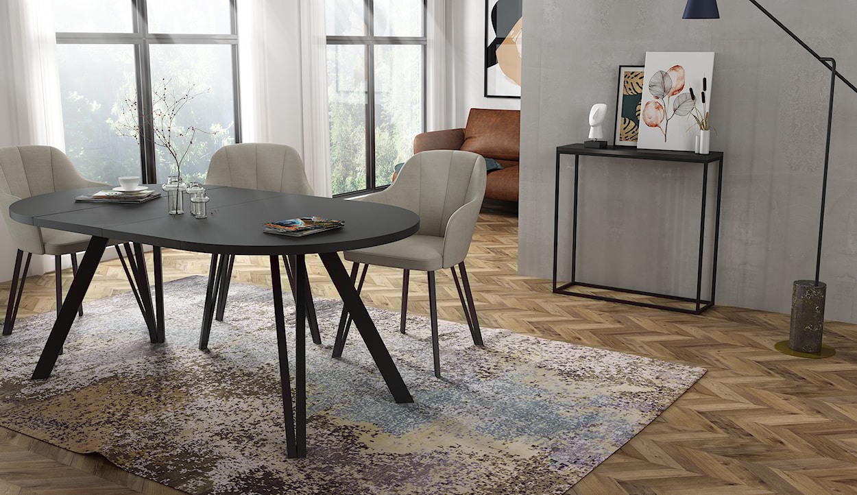 Stół rozkładany do jadalni Nuuvel 100-180x100 cm czarny  - zdjęcie 3