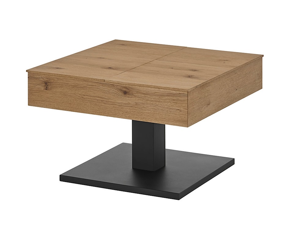 Stolik kawowy Ashton ze schowkiem 70x70 cm dąb/ czarny