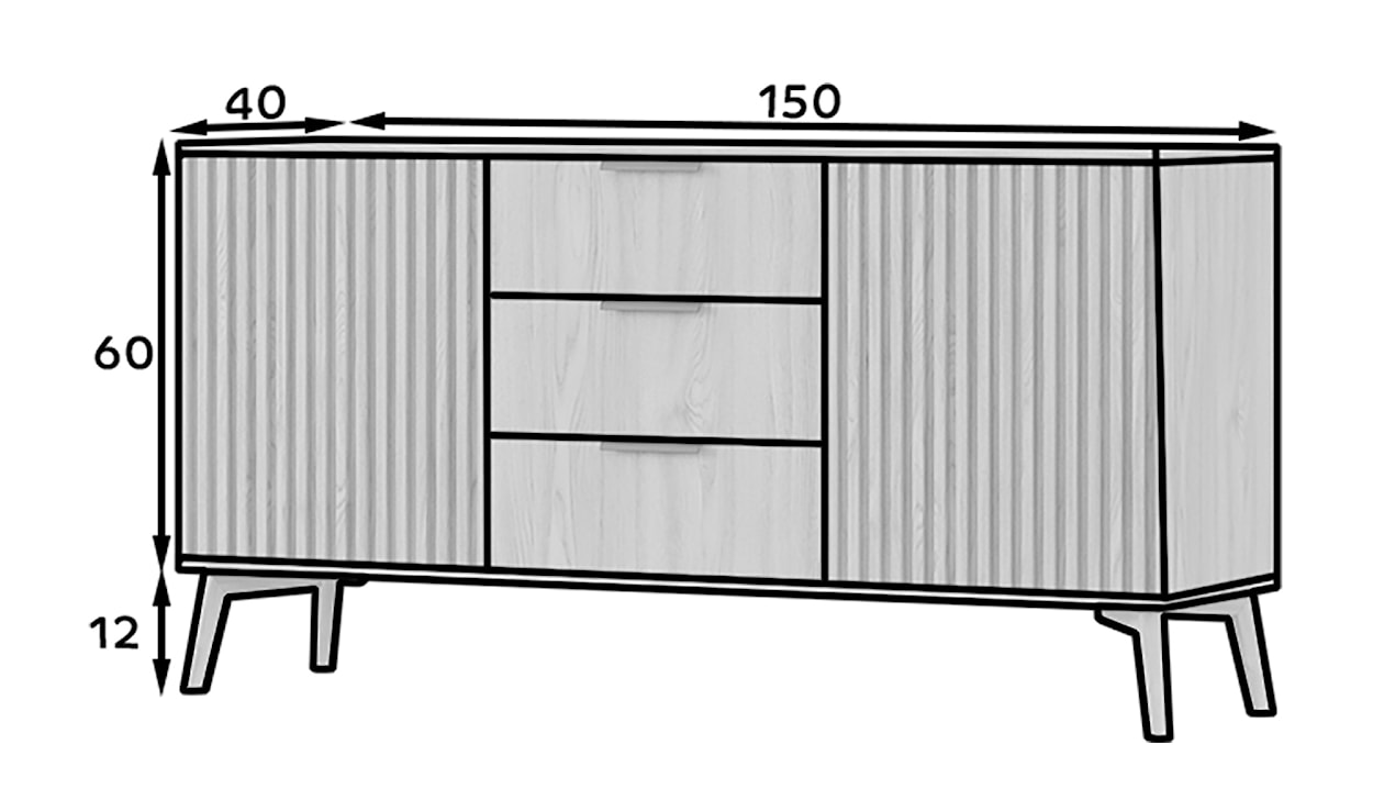 Komoda dwudrzwiowa Avelana 150 cm z trzema szufladami dąb artisan lamele  - zdjęcie 8