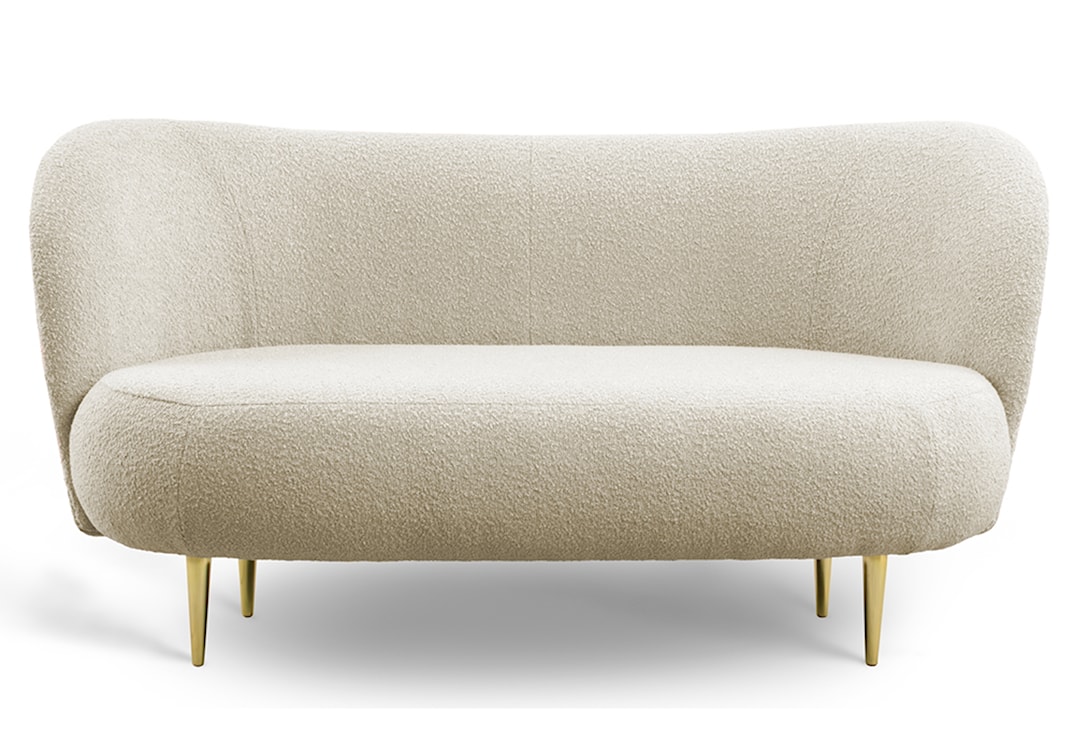 Sofa trzyosobowa Alago jasnobeżowa boucle na złotych nogach  - zdjęcie 2