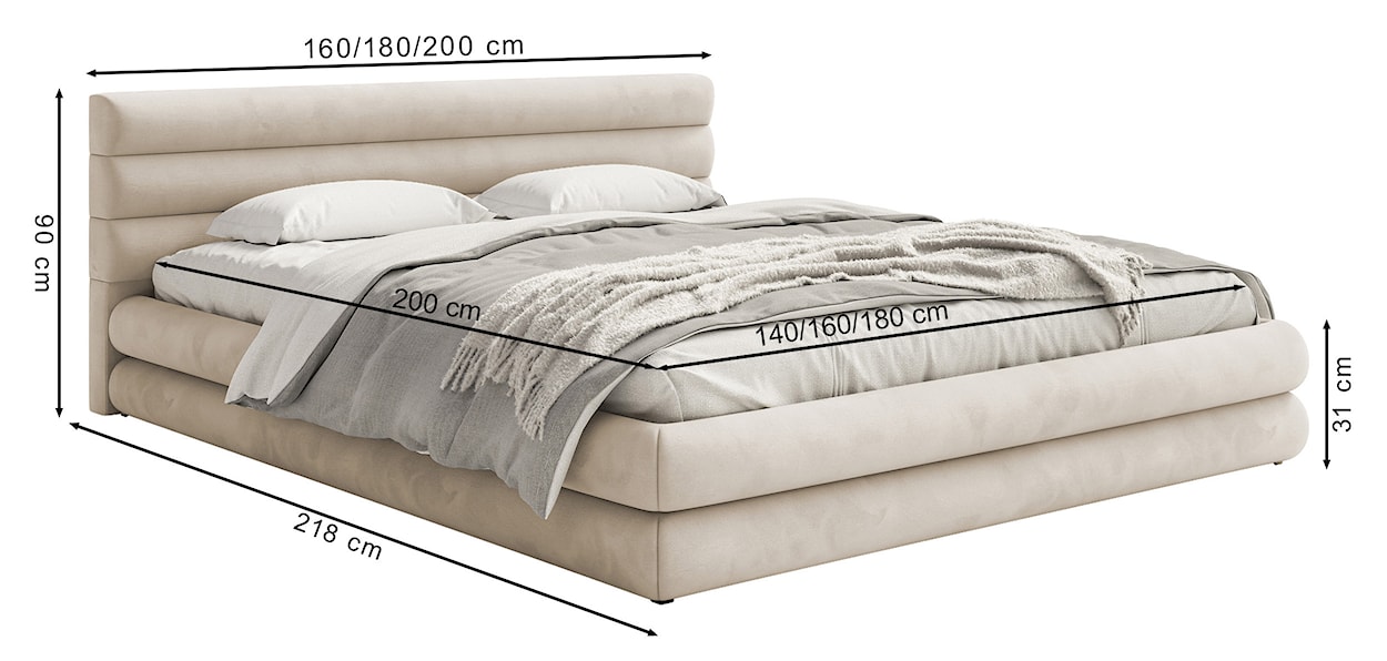 Łóżko tapicerowane 180x200 cm Alegre z pojemnikiem na pościel jasnoszare szenil stelaż metalowy  - zdjęcie 7