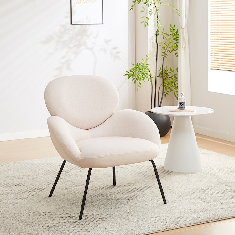 Fotel wypoczynkowy Almone w tkaninie łatwoczyszczącej kremowy welur  - zdjęcie 2