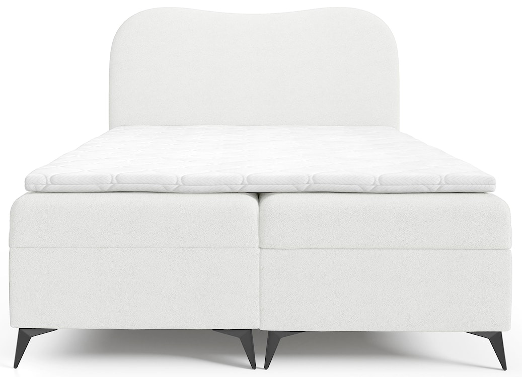 Łóżko kontynentalne 160x200 cm Ambradoo z pojemnikami i topperem białe boucle  - zdjęcie 3