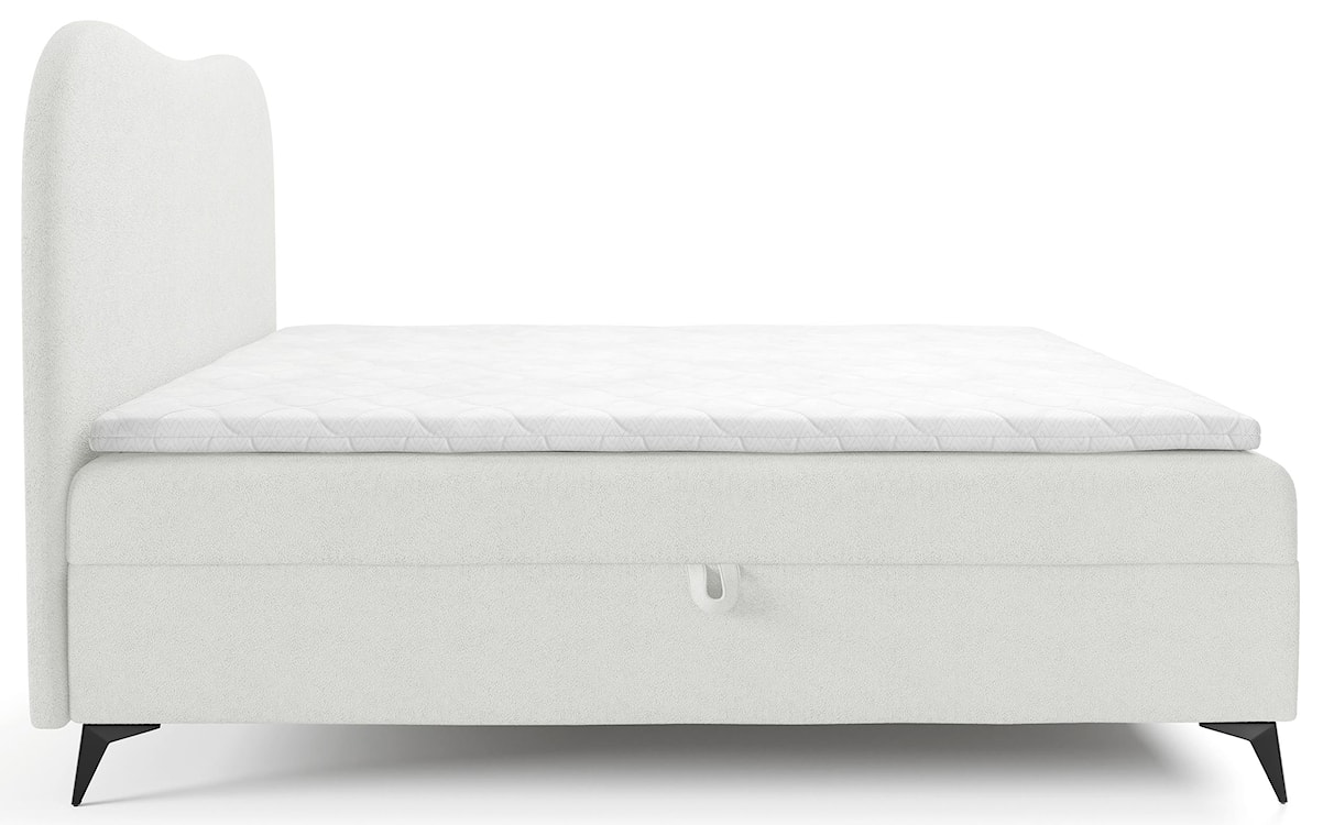 Łóżko kontynentalne 160x200 cm Ambradoo z pojemnikami i topperem białe boucle  - zdjęcie 4