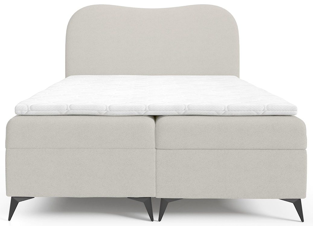 Łóżko kontynentalne 180x200 cm Ambradoo z pojemnikami i topperem kremowe boucle  - zdjęcie 3