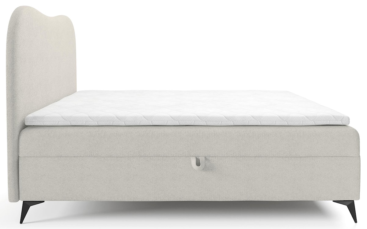 Łóżko kontynentalne 160x200 cm Ambradoo z pojemnikami i topperem kremowe boucle  - zdjęcie 4