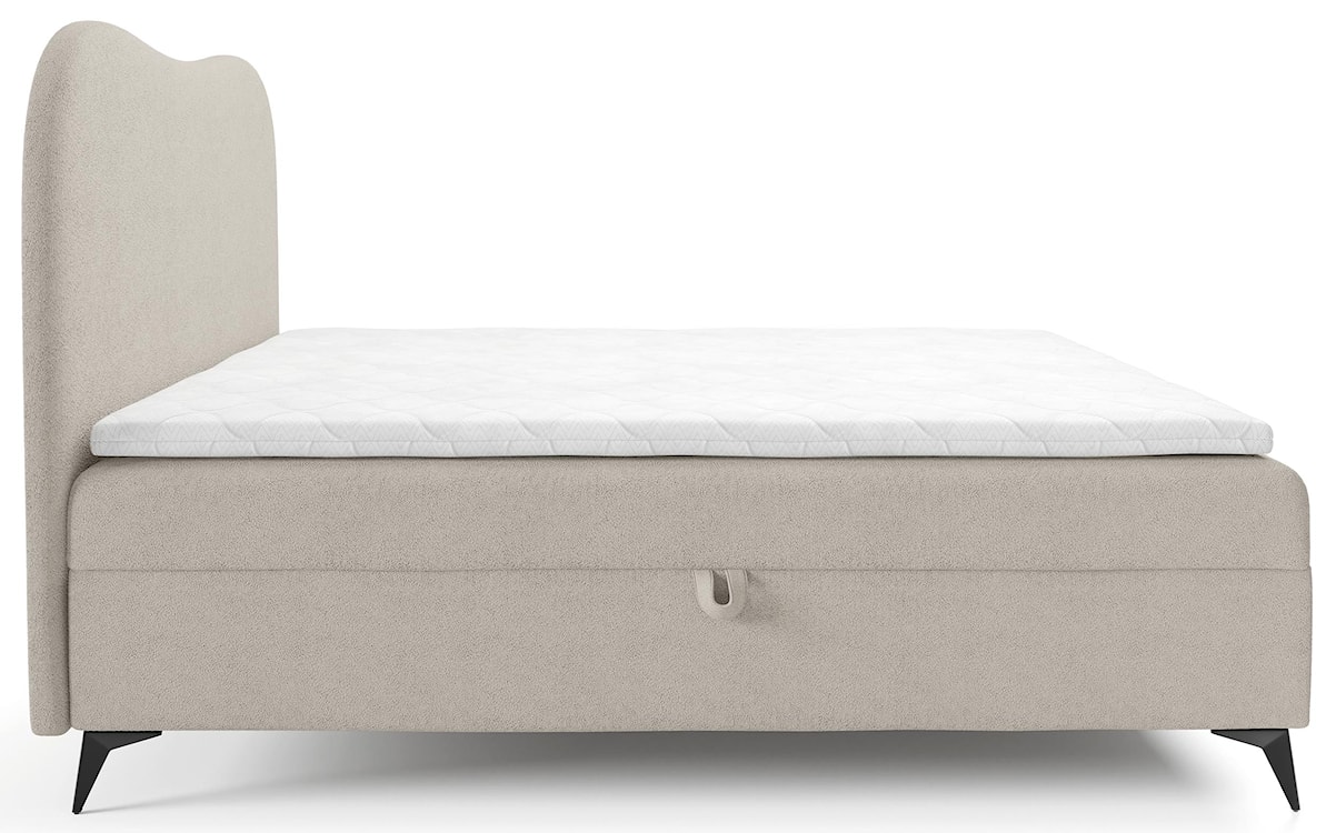 Łóżko kontynentalne 180x200 cm Ambradoo z pojemnikami i topperem jasnobeżowe boucle  - zdjęcie 4