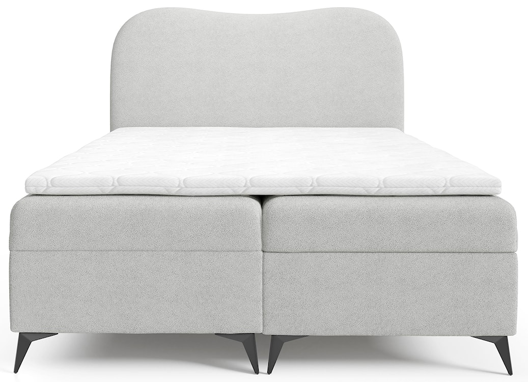 Łóżko kontynentalne 160x200 cm Ambradoo z pojemnikami i topperem jasnoszare boucle  - zdjęcie 3